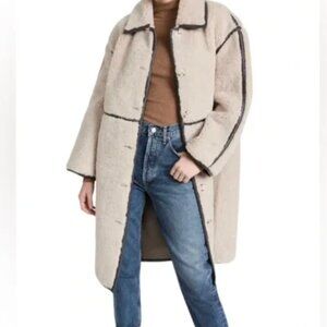 Something Navy Reversible Faux Shearling Coat Sz L Gray